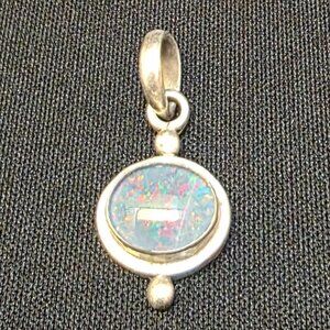 vintage 925 Sterling Silver Pendant Oval Fire Opal Handmade Gemstone Jewelry